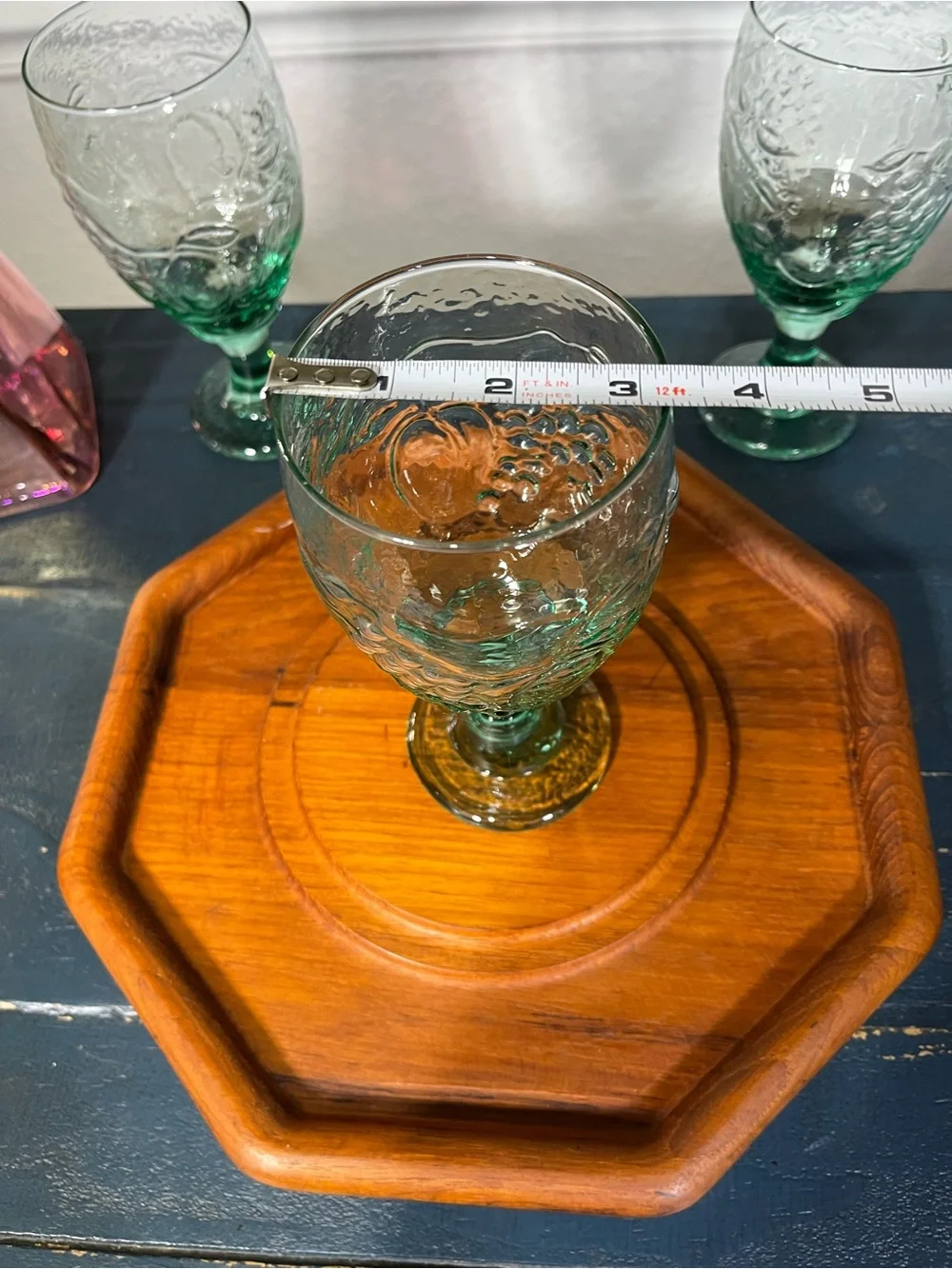 vintage Libbey Orchard Fruit Spanish green water goblet replacement set of 3